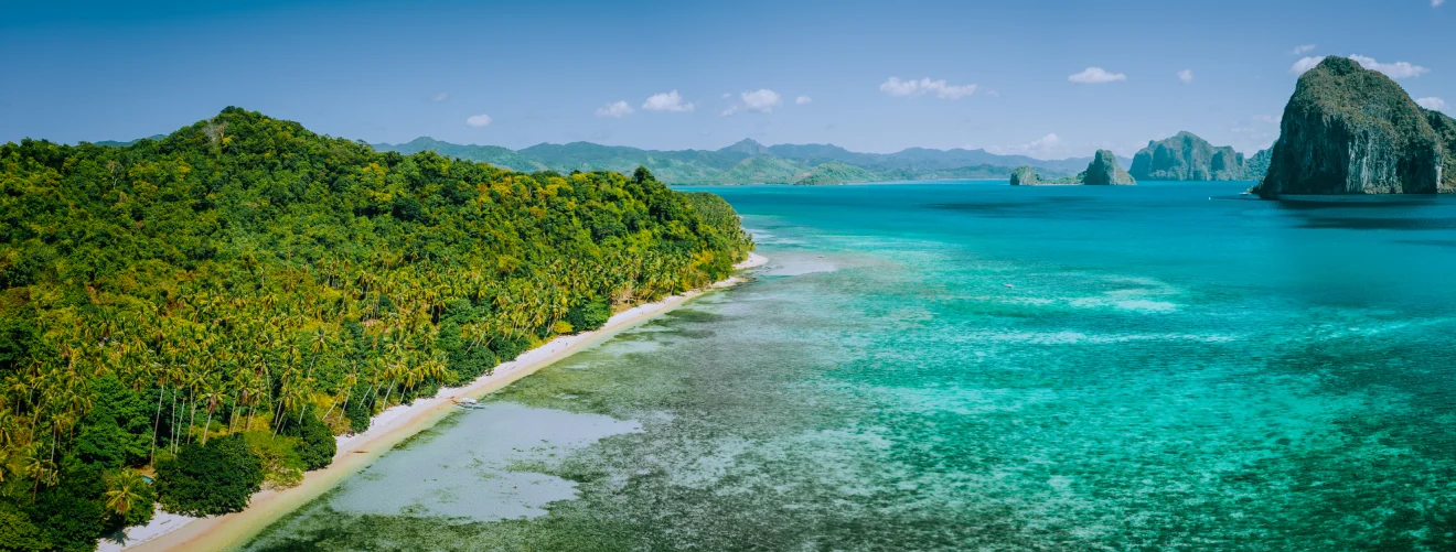 panoramic drone aerial view of coastal Crystal Bay